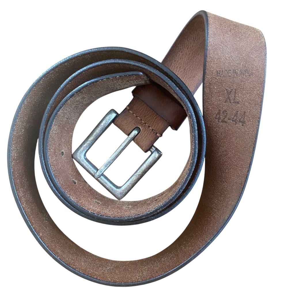 Stone Mountain Mens Brown Leather Belt Distressed Rugged Buckle Western XL42-44‎ - Picture 8 of 10